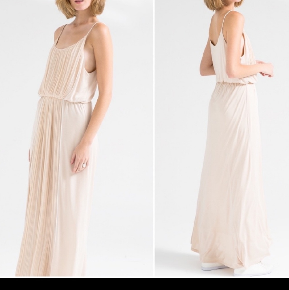 Mango Rose pink pastel pleated maxi dress